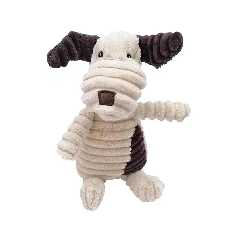 Plush Animal Squeaky Dog Toy – Bite Resistant Corduroy Chew Toy for Small & Large Dogs, Puppy Training Toy