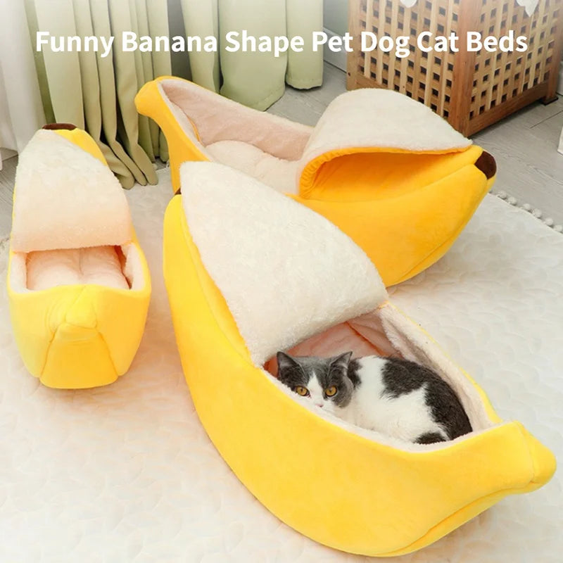 Funny Banana Cat Bed – Cozy, Cute, Warm & Portable Cat House and Dog Cushion