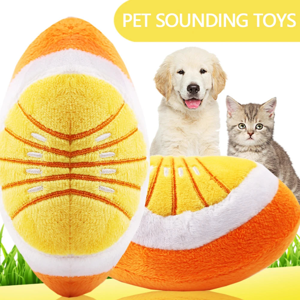 🐶 1Pc Pet Toys Fruit & Animal Cartoon Plush Squeaky Toy 🍓🐾