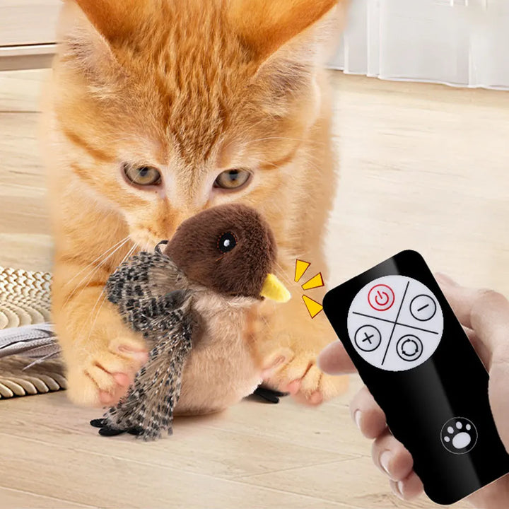 Remote Control Flying Bird Cat Toy – Interactive Catnip Sparrow with Flapping Wings & Chirping Sounds