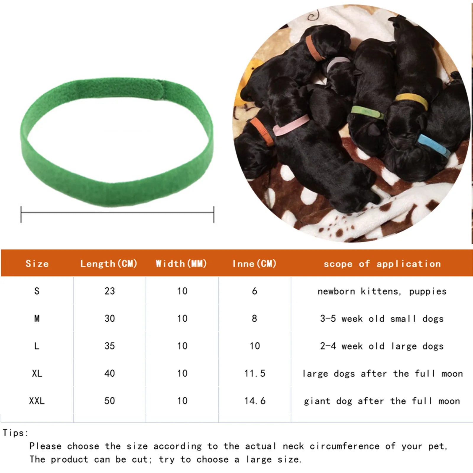 12 Pcs Adjustable Puppy Whelping Collars – Soft Double-Sided ID Bands for Newborn Puppies & Kittens
