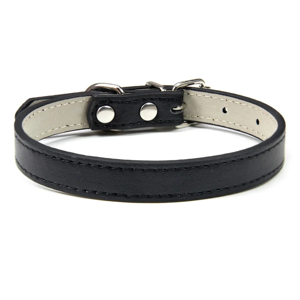 Soft Leather Adjustable Dog Collar – Safe & Stylish for Dogs and Cats