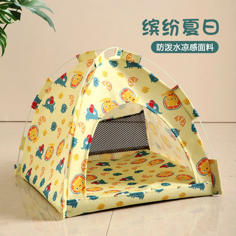 Pet Tent Bed – Removable Canvas Cat Sofa, Semi-Enclosed Cat House & Dog Cave Hut