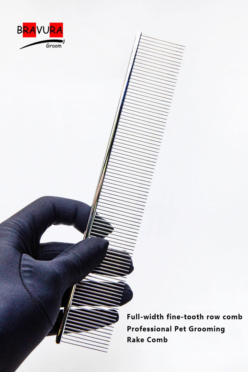 BAVURA Stainless Steel Pet Dematting Comb – Grooming Tool for Dogs & Cats | Removes Loose Undercoat, Mats & Tangles