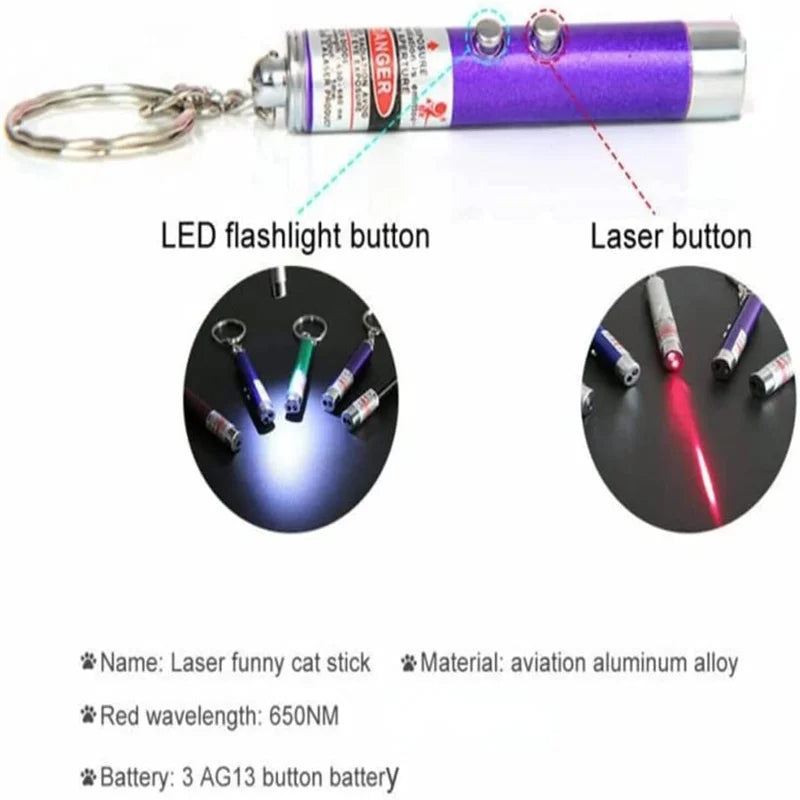 2-in-1 Mini Red Light Laser Pointer LED Torch – Cat & Dog Training Interactive Pet Toy Pen