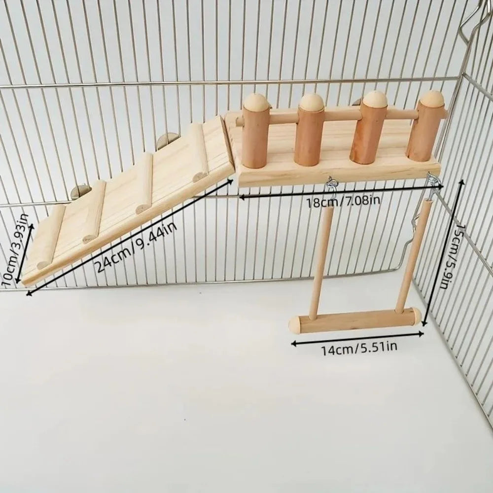 Bird Cage Toys Set – Wooden Perches, Swings & Climbing Ladders for Parrots