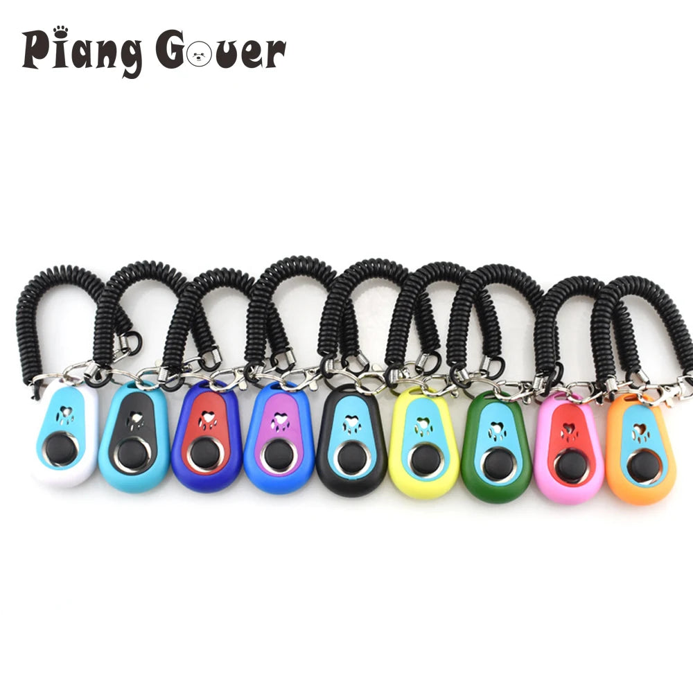Colorful Paw Print Dog Training Clicker with Keyring – Portable Pet Clicker for Dog & Cat Training