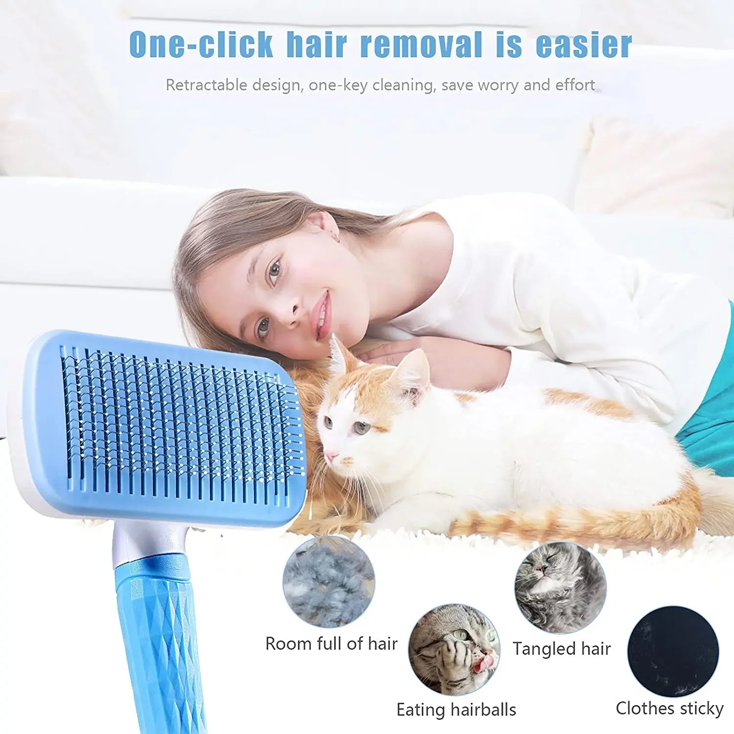 Pet Hair Remover Brush 🐾 Grooming Comb for Long-Haired Dogs & Cats