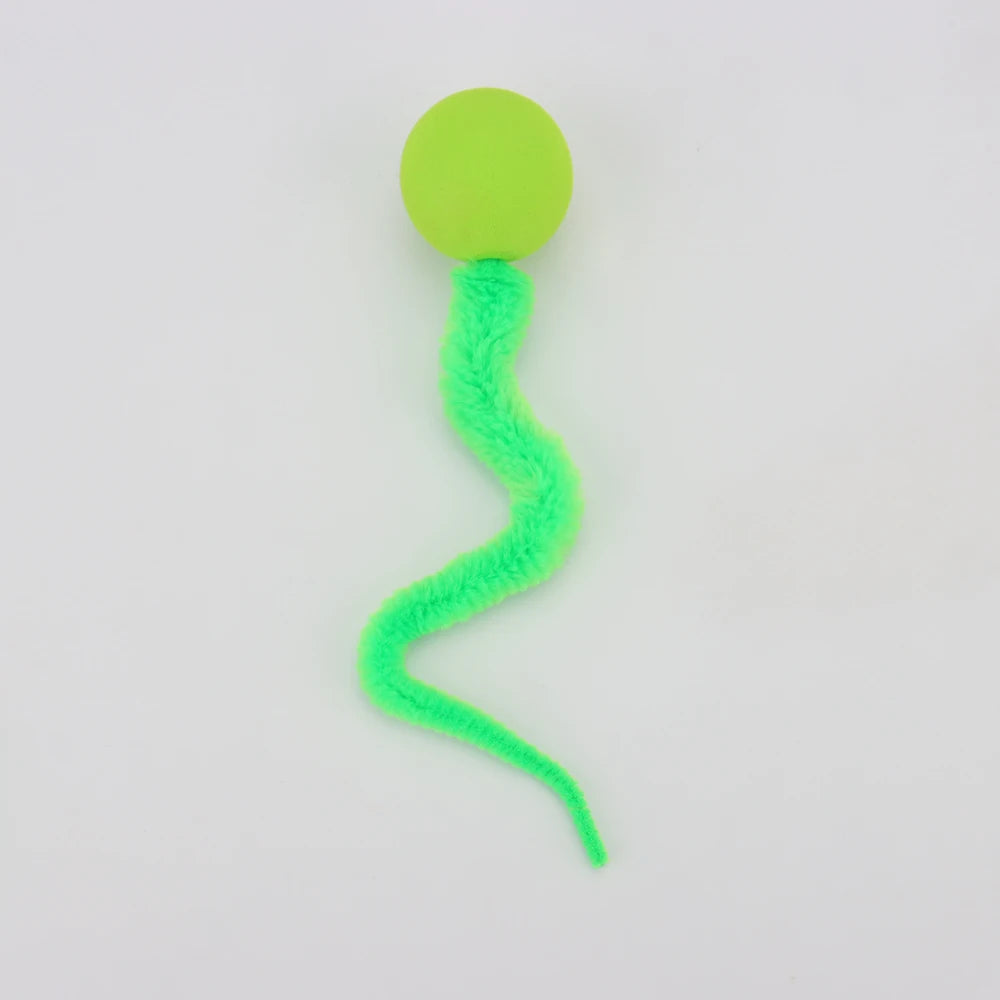 Plush Long Tail Cat Toy – Interactive Ball with Wood Ring for Training