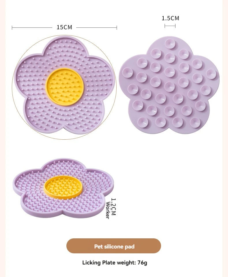 🌼 Pet Supplies Cat & Dog Licking Pad – Pentagram & Sunflower Silicone Slow Feeder Mat
