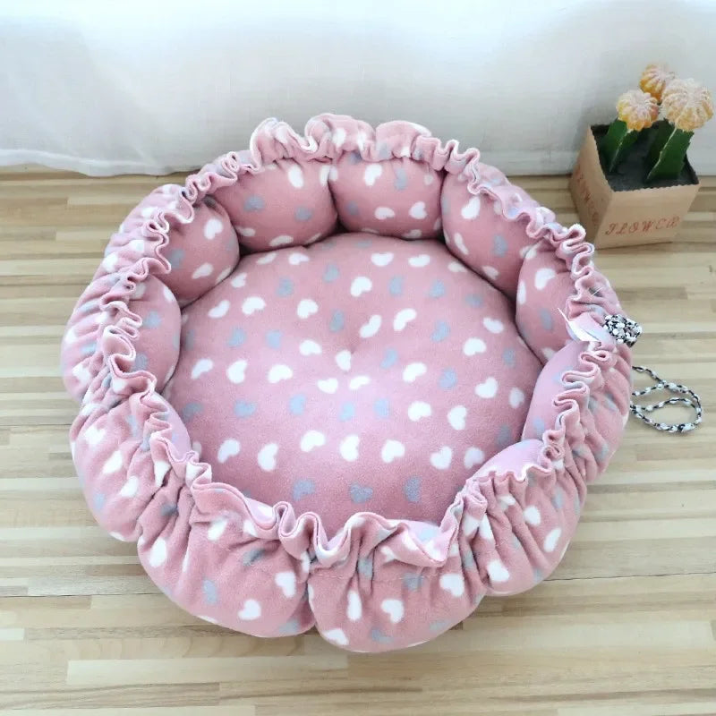 Drawstring Dual-Use Pet Bed – Adjustable Soft Nest Cushion for Cats & Small Dogs