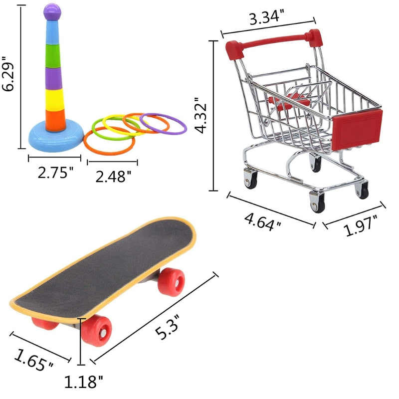 4-in-1 Parrot Bird Toy Set – Basketball, Skateboard, Stacking Ring, and Shopping Cart Interactive Training Toys