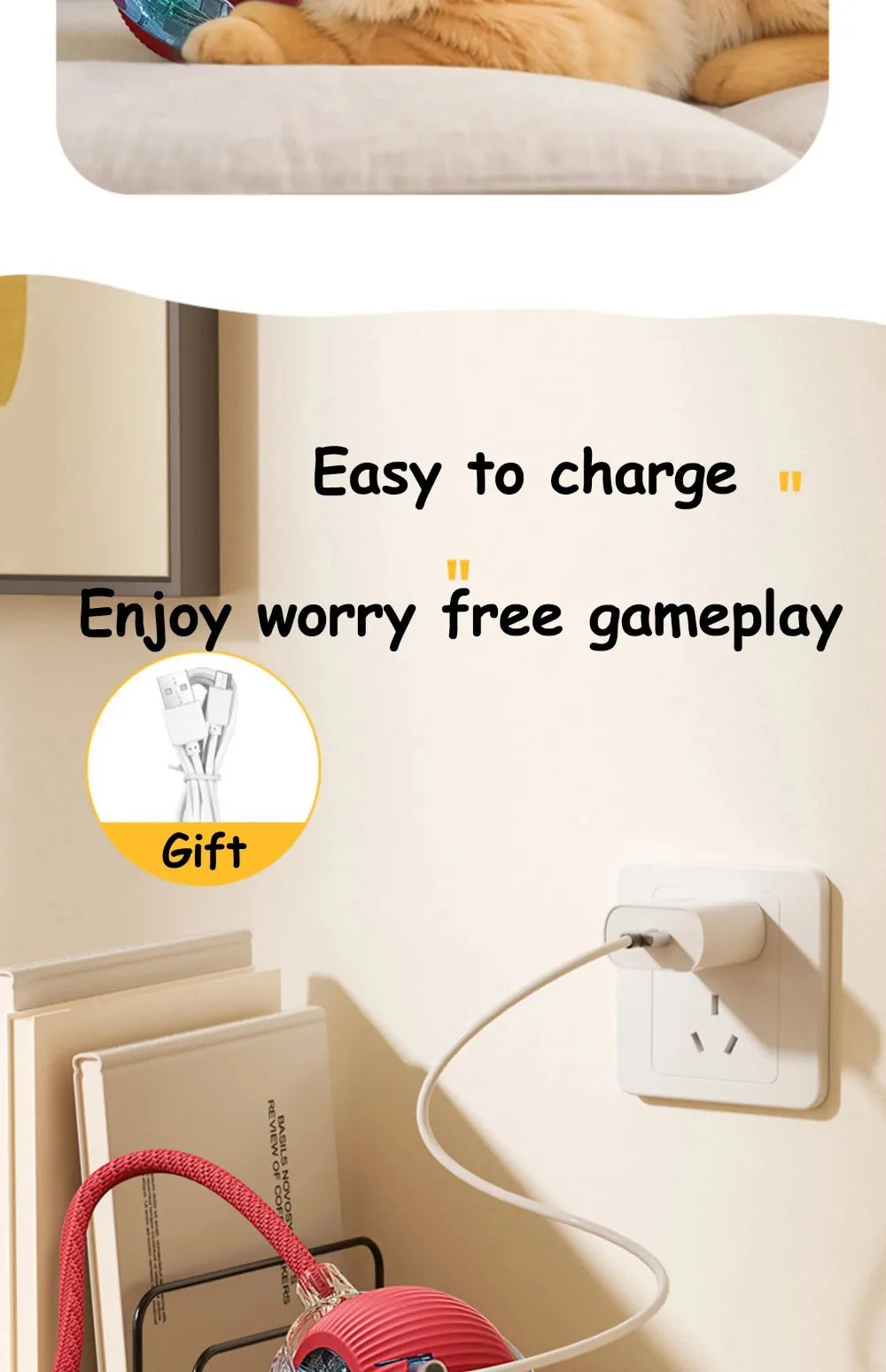 Smart Rolling Cat Toy – Rechargeable Ball with Faux Tail & Mouse Simulation