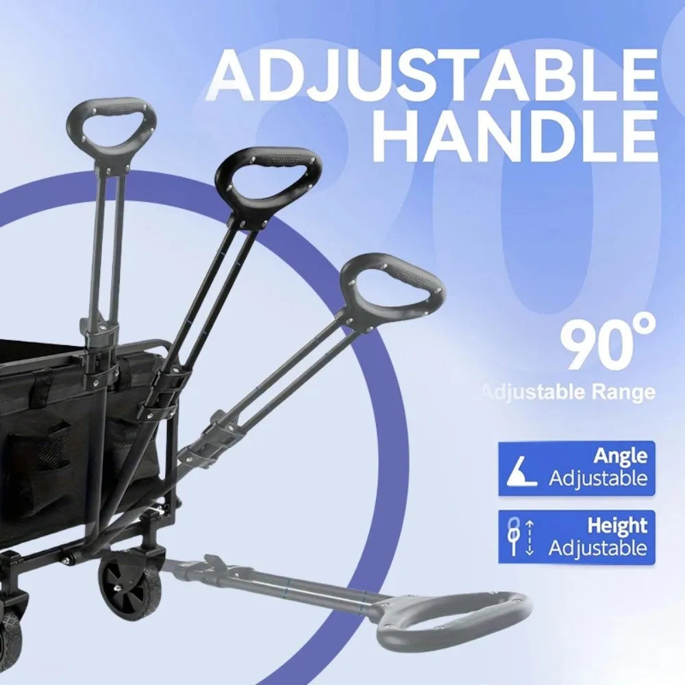 1PC Collapsible Foldable Wagon Cart – Heavy-Duty Utility Cart with All-Terrain Wheels for Outdoor, Car, or Snow Use