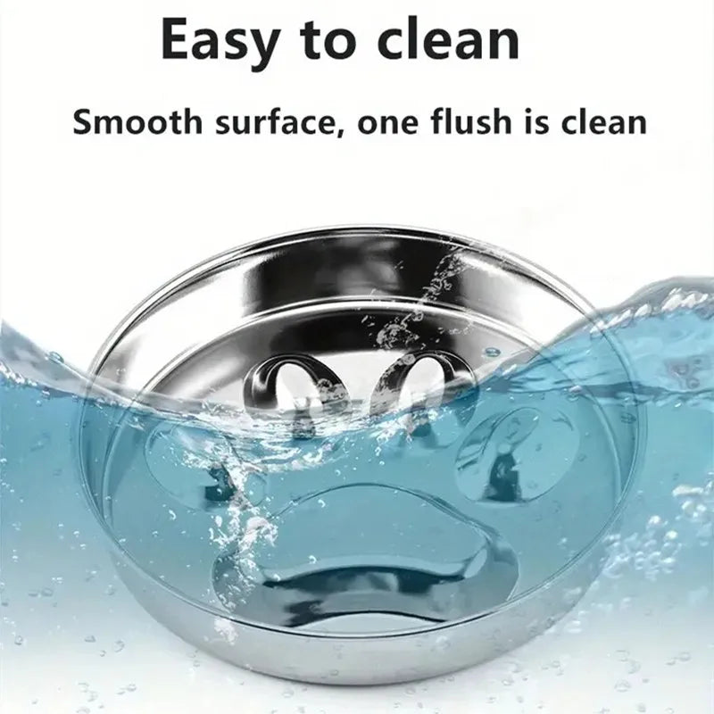 Premium Stainless Steel Slow Feeder Pet Bowl with Cervical Spine Protection – Anti-Choke Dog & Cat Food Bowl