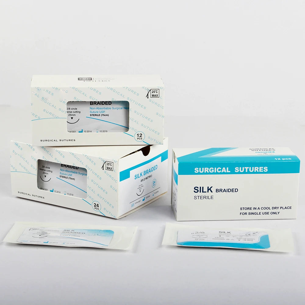 12pcs Absorbable Suture Thread with Needle – Veterinary PGA 75CM for Pet Surgery & Training (2/0 3/0 4/0 5/0)