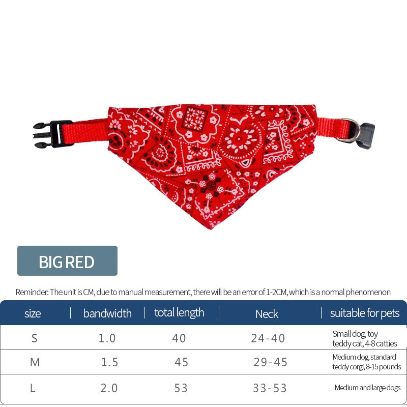 Adjustable Pet Triangle Scarf – Printed Dog & Cat Saliva Towel Neckerchief for Puppies & Kittens