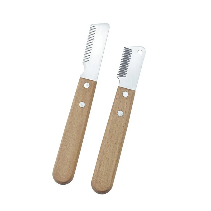 Professional Pet Hair Removal Knife – Stripping Comb with Wooden Handle for Dogs & Cats