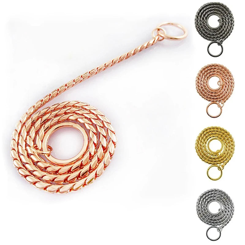 Heavy Duty P Chain Choke Collar – Snake Slip Collar for Training Dogs