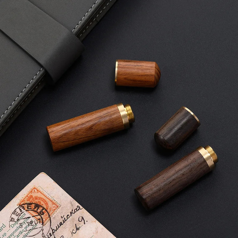 Handmade Wooden Toothpick Holder – Pearwood Capsule Case | Portable Hiking Toothpick Storage Box