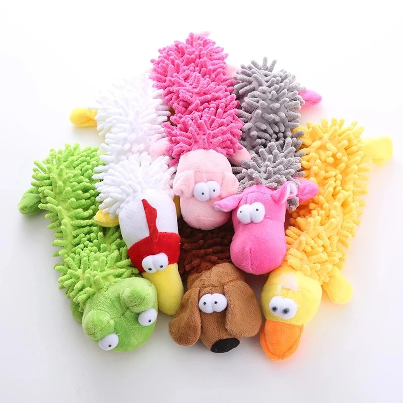 Plush Animal Dog Toy – Frog/Hippo Squeaky Chew 🐾🧸