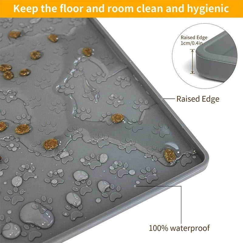 🐾 Silicone Waterproof Pet Feeding Mat – Non-Slip Food & Water Bowl Placemat for Cats & Dogs
