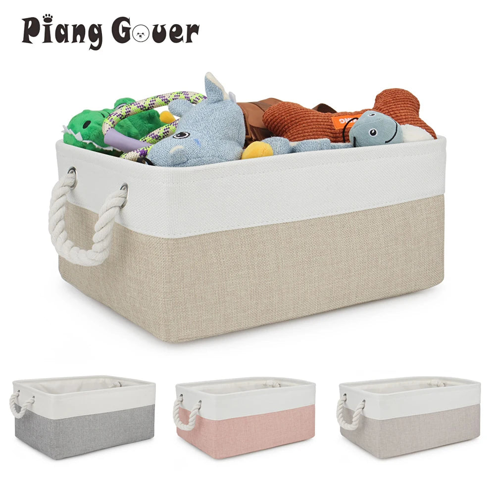 Dog Toy & Accessories Storage Basket – Organizer Bin for Pet Clothes, Leashes, Collars & Toys