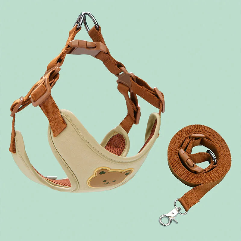 🐾 Breathable Pet Dog Harness & Leash Set – For Small & Medium Dogs & Cats