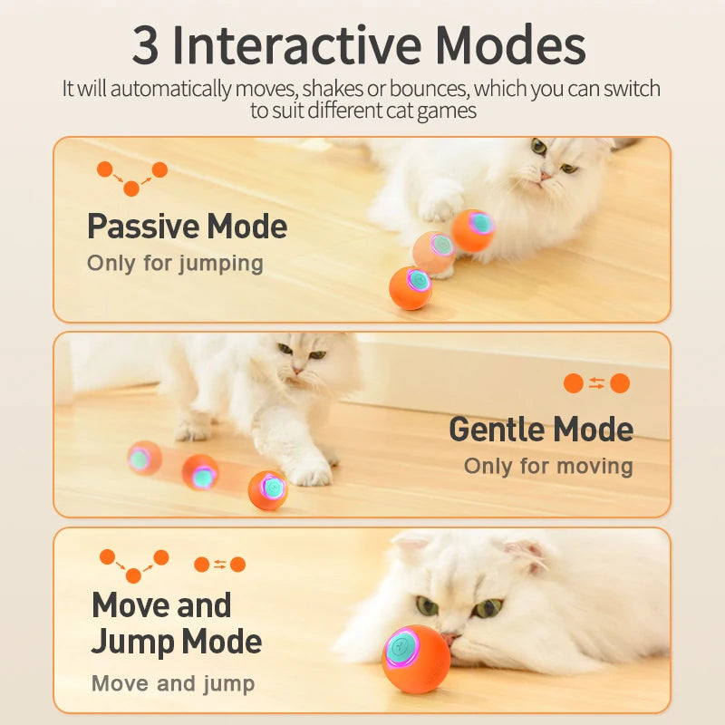 🐾 ROJECO Smart Interactive Cat Bouncing Ball – Self-Moving Electric Pet Toy for Cats & Dogs