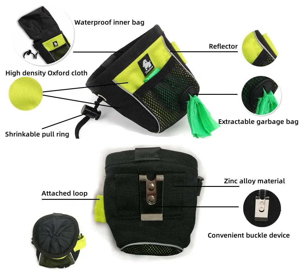 Truelove Pet Treat Training Bag – Waterproof, High Capacity Snack Pouch with Drawstring & Waste Bag Dispenser for Outdoor Use (TLT2051)