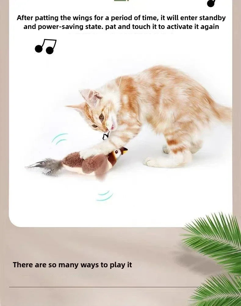 Rechargeable Flying Bird Cat Toy – Chirping & Flapping
