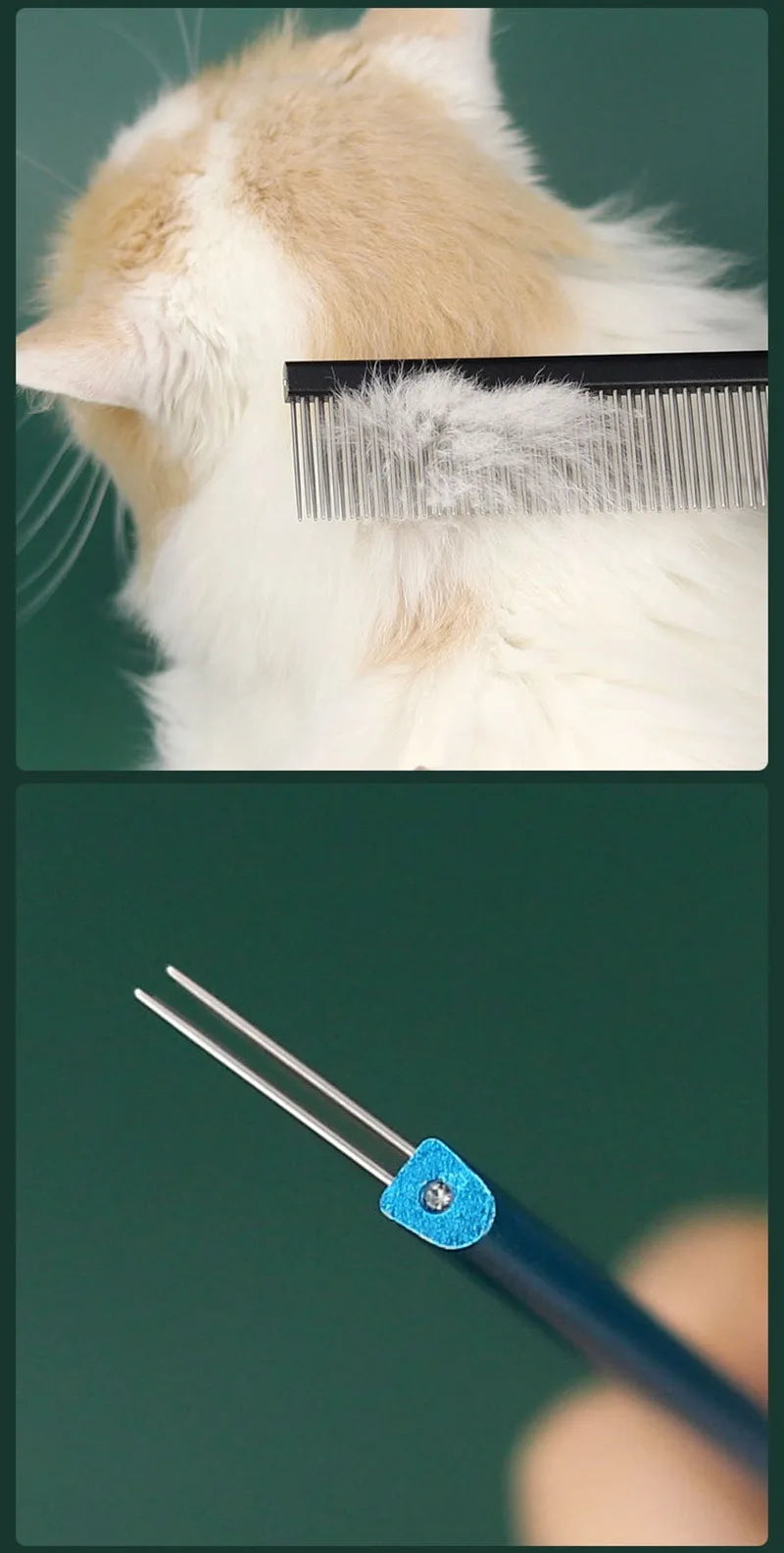 Double Row Dog & Cat Grooming Comb – Stainless Steel Pet Hairbrush for Shedding & Styling