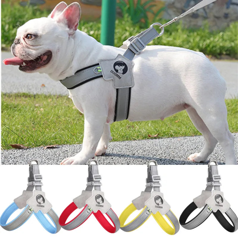 🐶 Adjustable Reflective Mesh Dog Harness – Pet Vest for Small & Large Dogs and Cats