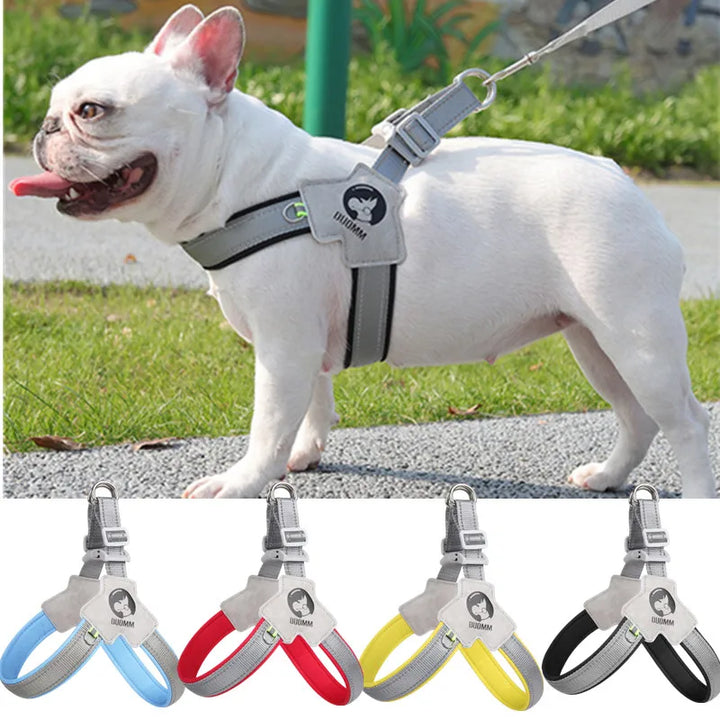 🐶 Adjustable Reflective Mesh Dog Harness – Pet Vest for Small & Large Dogs and Cats