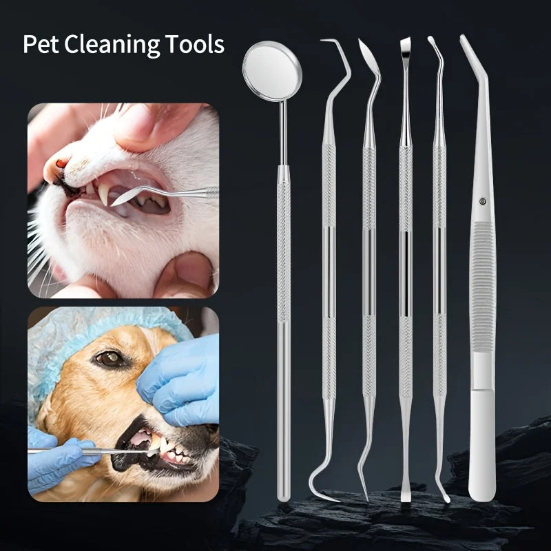 6pcs Soundwave Tartar Remover Kit for Dogs and Cats – Pet Dental Cleaning & Teeth Care Tool Set