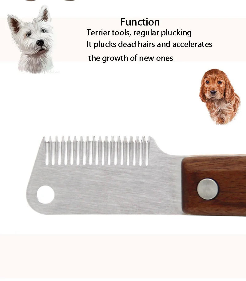 Professional Stainless Steel Dog Comb with Wooden Handle – Stripping Knife Grooming Tool for Dogs & Cats