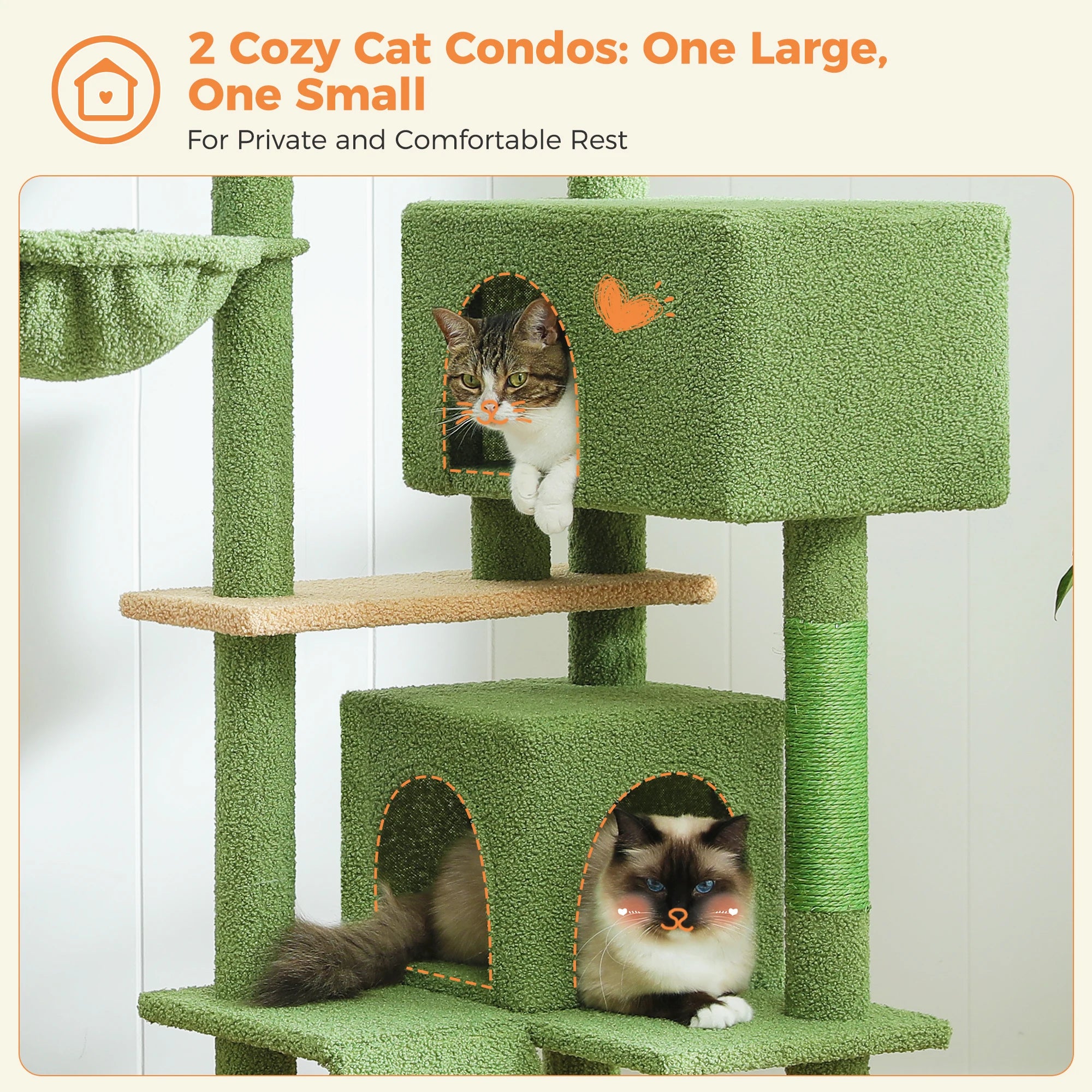🐾 Cat Tree Tower Condo – Plush Perch, Hammock & Sisal Scratching Posts