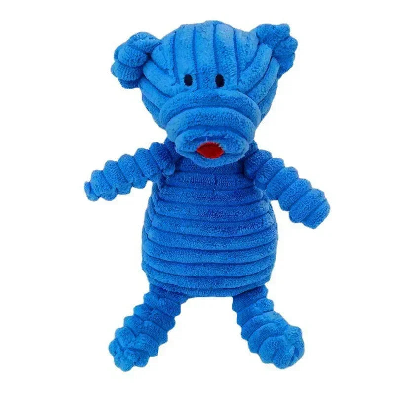 Plush Animal Squeaky Dog Toy – Bite Resistant Corduroy Chew Toy for Small & Large Dogs, Puppy Training Toy