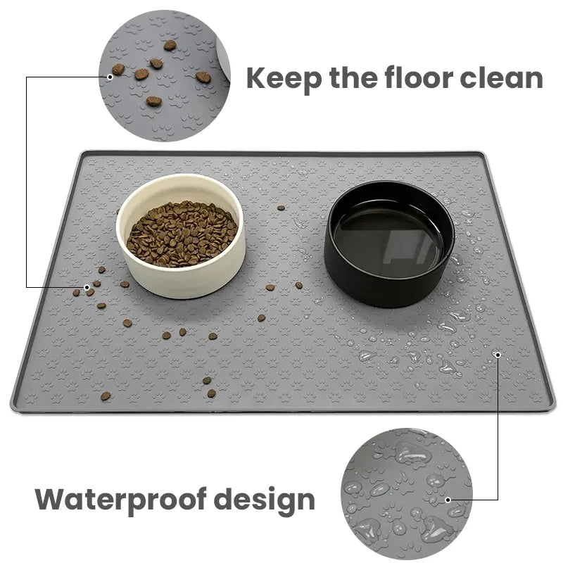 🐾 Silicone Waterproof Pet Feeding Mat – Non-Slip Food & Water Bowl Placemat for Cats & Dogs