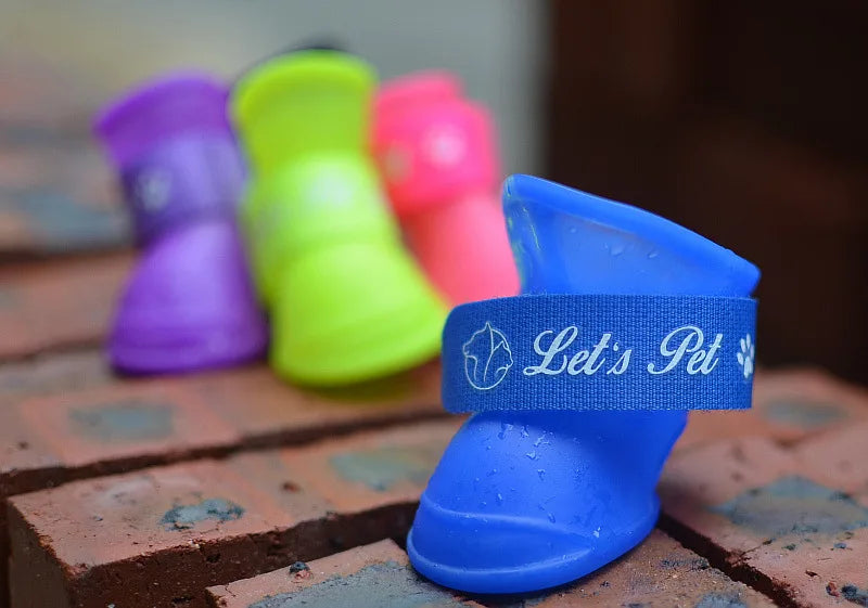 4Pcs Waterproof Dog Rain Shoes – Anti-Slip Rubber Boots for Small, Medium & Large Dogs