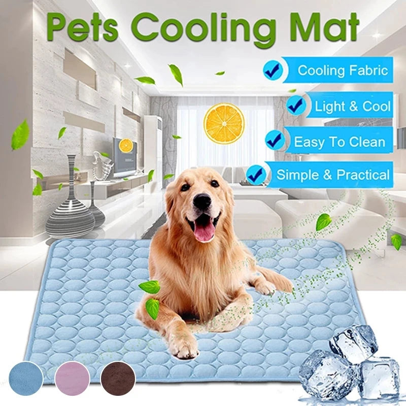 Cooling Dog Mat Summer Pad – Breathable, Washable Pet Blanket & Sofa Bed for Small, Medium, Large Dogs and Cats – Portable for Car Use