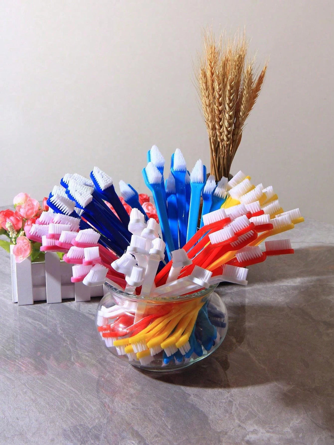 5pcs/set Long Handle Double-Head Pet Toothbrush – Soft Bristle Dog & Cat Teeth Cleaning Oral Care Kit