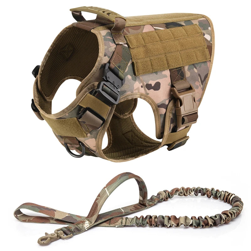 🐾 Tactical Military Dog Harness & Leash Set – All Breeds Training Vest for Outdoor Adventures