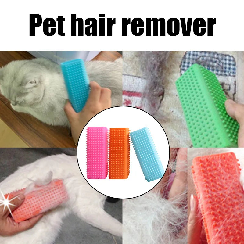 Silicone Rubber Pet Hair Remover Brush – Hollow Design for Dogs & Cats – Reusable Cleaner for Furniture, Cars, Carpet & Clothes