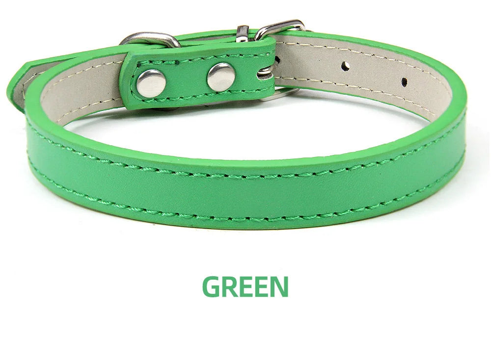 Soft Leather Adjustable Dog Collar – Safe & Stylish for Dogs and Cats