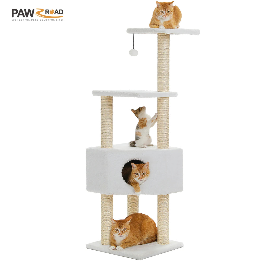 🐾 Cat Tree Tower Condo – Plush Perch, Hammock & Sisal Scratching Posts
