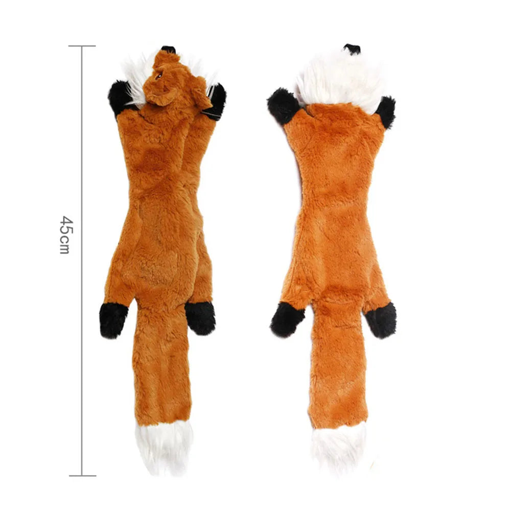 Stuffingless Plush Squeaky Dog Toy – Durable Animal Toy with Crinkle & Squeakers