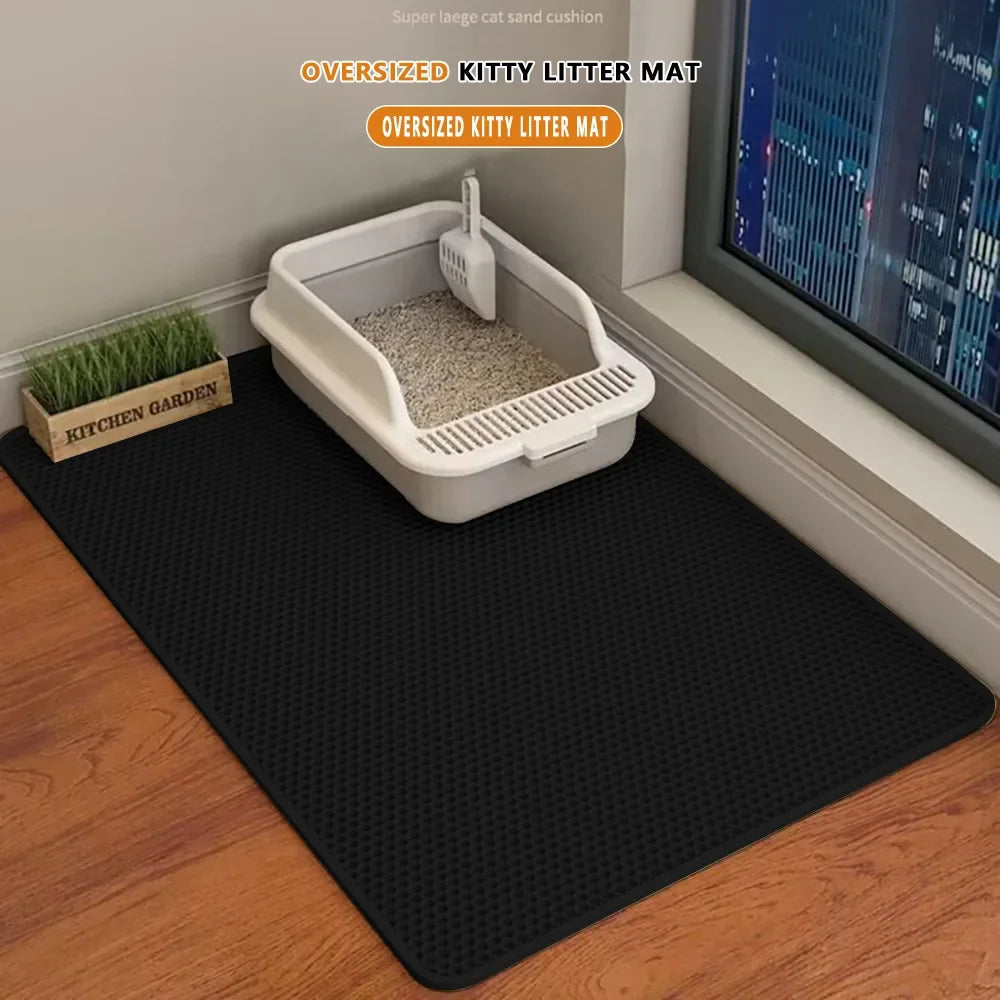 90x60CM Waterproof Double Layer Cat Litter Mat – Non-Slip, Washable Pet Litter Box Mat for Easy Clean-Up