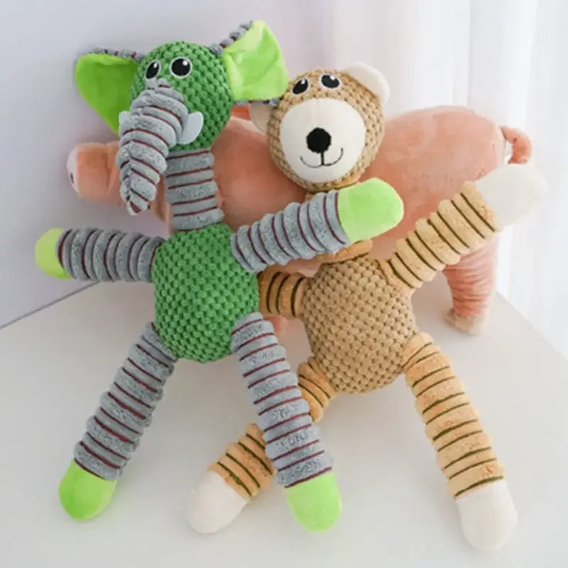 Indestructible Squeaky Plush Animal Dog Toy – Durable Chew & Dental Training Toy for Large Dogs
