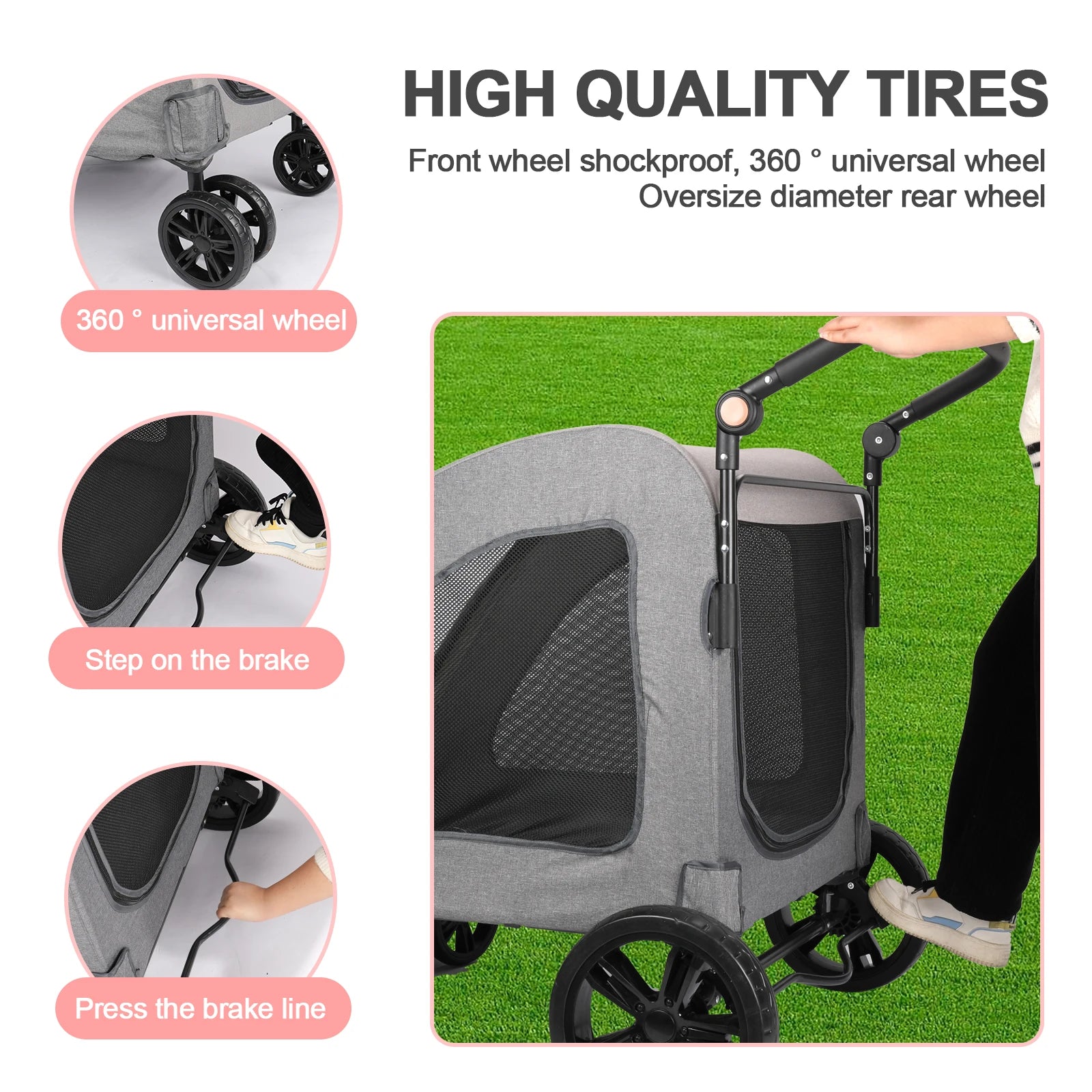 3-Wheel Pet Stroller – High Quality, Portable Travel Carrier